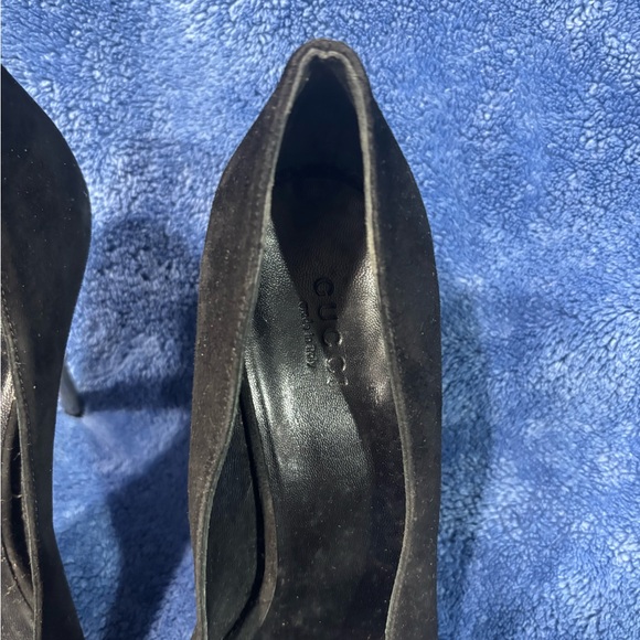Gucci Debra Black Suede Bamboo Heel Open Toe Pumps - Picture 4 of 10